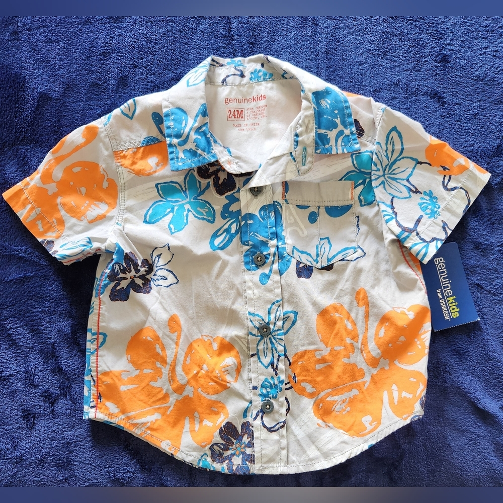 New OshKosh B'gosh Hawaiian Classic‎ Baby 24M Short Sleeve Shirt NWT